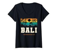 Damen Bali Indonesien Sunset Beach Vacation Design T-Shirt mit V-Ausschnitt