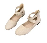 Damen Ballerina Flache Schuhe Runde Zehe Sandaletten mit Elastischem Riemen Sandalen Damen Klassische Ballerinas, Frauen Halbschuhe Barfußschuhe Atmungsaktive Walking Slipper Wildleder Sommerschuhe