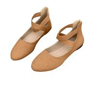 Damen Ballerina Flache Schuhe Runde Zehe Sandaletten mit Elastischem Riemen Sandalen Damen Klassische Ballerinas, Frauen Halbschuhe Barfußschuhe Atmungsaktive Walking Slipper Wildleder Sommerschuhe