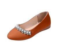 Damen Ballerinas Perlen Design Schuhe Weiche Sohle Spitz Hochzeitsschuhe Pu-Leder Halbschuhe Klassische Slipper Schuhe Slip-On Sandalen Elegante Kleidschuhe Flache Brautschuhe