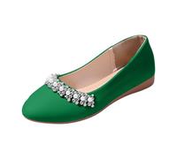 Damen Ballerinas Perlen Design Schuhe Weiche Sohle Spitz Hochzeitsschuhe Pu-Leder Halbschuhe Klassische Slipper Schuhe Slip-On Sandalen Elegante Kleidschuhe Flache Brautschuhe
