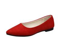 Damen Ballerinas Weite H - Sportliche Weiss Slip-On Breite Balerinaschuhe Flat Schuhe Geschlossene Weich Sommerschuhe Trachtenschuhe Spitz Runde Zehe Ballettschuhe Ballerina Rot 42