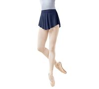 Damen-Ballettrock aus weichem Netzstoff, seitlich geteilt, kurz, Marineblau, Mittel