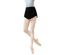 Damen-Ballettrock aus weichem Netzstoff, seitlich geteilt, kurz, Schwarz, Mittel