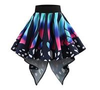 Damen Ballettrock Wickelrock Chiffon Tanz Rock Verstellbare Taille Krawatten Gymnastik Ballettrock Mesh-Rock mit Schmetterlings-Print Mini Rock Ballett Trikot Damen Hosenrock Tüllrock