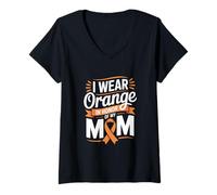 Damen Band mit Aufschrift I Wear Orange In Honor of Mom T-Shirt mit V-Ausschnitt