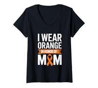 Damen Band mit Aufschrift I Wear Orange In Honor of Mom T-Shirt mit V-Ausschnitt