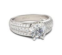 Damen Band Ring Rundschliff Zirkonia Ehering Sterling Silber Bandring mit Steine Trauring Elegant Verlobungsring Modern Hochzeitsring Wasserfest Silberring für Geburtstag Hochzeit (Silber, 53(16.9))