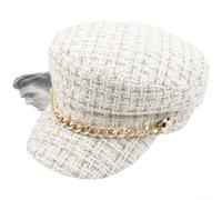 Damen Barett Mütze aus Baumwolle mit Breiter Krempe und Karo Muster | Soft Breathable Cotton, Classic Plaid Design, Adjustable Strap For Custom für Fit, Wide Brim Sun Protection