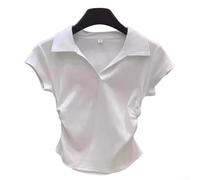 Damen Basic Kurzarm Tee Slim Waist Regular Length Crew Neck Top Elastic Fabric White (M White1)