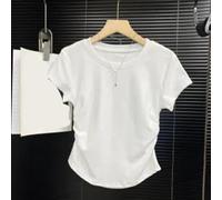 Damen Basic Kurzarm Tee Slim Waist Regular Length Crew Neck Top Elastic Fabric White (S White)