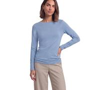 Langarmshirt STREET ONE, Damen, Gr. 42, northern blau, Jersey, Obermaterial: 50% Baumwolle, 50% Modal, unifarben, hüftbedeckend, U-Boot-Ausschnitt, Shirts Langarmshirt, mit U-Boot-Ausschnitt und Modal