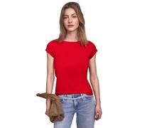 Street One Studio Frauen Basic Shirt mit U-Boot-Ausschnitt in Rot, Gr: 36