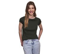 Street One Studio - Figurbetontes T-Shirt mit U-Boot-Ausschnitt in Rippstruktur grün - Gr. - 40