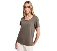 STREET ONE Damen A322897 Basic T-Shirt in Unifarbe, Dark Tumbled Beige, 36