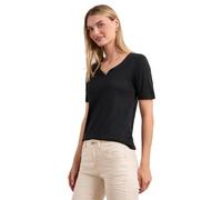 Street One Frauen Basic T-Shirt mit Herzausschnitt in Schwarz, Gr: 42