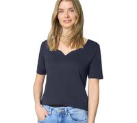 Kurzarmshirt STREET ONE "Style Ada", Herren, Gr. 36, shadowed navy, Jersey, Obermaterial: 50% Baumwolle, 50% Modal. Futter: 100% Baumwolle, unifarben, normal hüftbedeckend, herzförmiger Ausschnitt, Sh