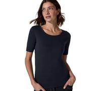T-Shirt CECIL "Style Lena", Damen, Gr. M (40), blau (universal blau), Jersey, Obermaterial: 100% Baumwolle, unifarben, körpernah hüftlang, Rundhals, abgestepptes Bündchen, Shirts T-Shirt, mit klassisc