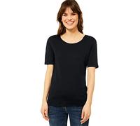 Cecil Damen T-Shirt Lena – klassischer Rundhalsausschnitt, Uni – Schwarz (Black 10001) – M EU
