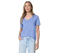 Street One Frauen Basic T-Shirt mit V-Neck in Blau, Gr: 34