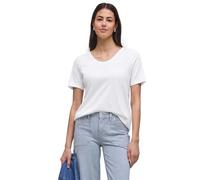 Street One Frauen Basic T-Shirt mit V-Neck in Weiß, Gr: 40