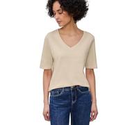 Kurzarmshirt STREET ONE, Damen, Gr. 40, smoke beige, Jersey, Obermaterial: 100% Baumwolle, unifarben, normal hüftbedeckend, V-Ausschnitt, abgesteppte Kante, Shirts Kurzarmshirt, mit V-Ausschnitt (4506
