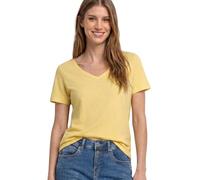 Street One Frauen Basic T-Shirt mit V-Neck in Unifarbe in Gelb, Gr: 34