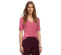 Street One Frauen Basic T-Shirt mit V-Neck in Unifarbe in Pink, Gr: 46