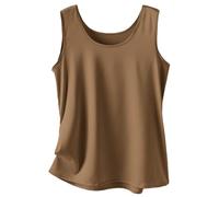 Damen Basic Tank Tops Mit -Hosenträgerweste Für Im Ärmellose Top Ärmellos Sommer Shirt Party Schwarzes Sexy Summer Träger Bluse T-Shirt Blusentop Trägershirt Locker Oberteile Lockere Kaffee 3XL