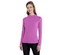 Langarmshirt STREET ONE, Damen, Gr. 46, floral pink, Web, 48% Baumwolle, 47% Modal, 5% Elasthan, unifarben, comfort fit normal, ohne Ausschnitt, abgesteppt, Shirts Langarmshirt, mit Turtleneck (930057