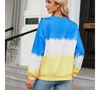 Damen Batik-Longsleeve, lockere Passform, Blau-Gelb, S-XXL