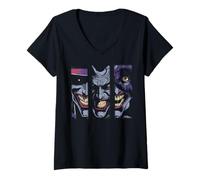 Damen Batman Joker Face Pillars T-Shirt mit V-Ausschnitt
