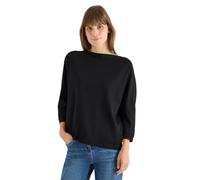3/4-Arm-Shirt CECIL, Damen, Gr. XS (36), schwarz, Web, 48% Baumwolle, 48% Modal, 4% Elasthan, unifarben, normal normal, U-Boot-Ausschnitt, Bündchen, Shirts 3/4-Arm-Shirt, mit U-Boot-Ausschnitt (265015