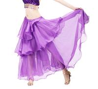 Damen Bauchtanz Rock Maxi Chiffon Röcke Lang Swing Bauch Tanzrock Dunkelviolett Eine Größe