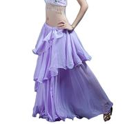 Damen Bauchtanz Rock Maxi Chiffon Röcke Lang Swing Bauch Tanzrock Helles Lila Eine Größe