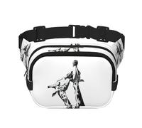 Damen Bauchtasche mit afrikanischem Giraffen-Druck, verstellbarer Riemen, für Workout/Laufen/Wandern, Umhängetasche, Schwarz , Einheitsgröße