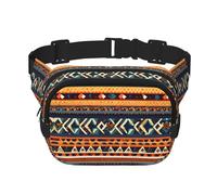 Damen Bauchtasche mit afrikanischem Nationalmuster, verstellbarer Riemen für Workout/Laufen/Wandern, Umhängetasche, Schwarz , Einheitsgröße