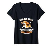 Damen Beagle Mom, Like A Regular Mom Only Cooler - Basset Dog T-Shirt mit V-Ausschnitt