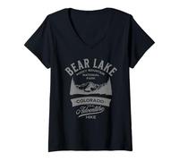 Damen Bear Lake Rocky Mountain National Park Abenteuerwanderung Design T-Shirt mit V-Ausschnitt