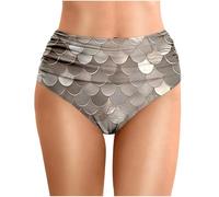 Damen Bedruckte, taillenlange, Plissierte Strand-Badehose, doppellagig, dreieckig11