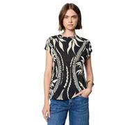 Print-Shirt STREET ONE STUDIO, Damen, Gr. 34, schwarz, Stoff, 65% Viskose, 35% Polyester, bedruckt, normal normal, Rundhals, abgesteppt, Shirts, mit Rundhalsausschnitt (48746435-34) schwarz