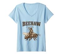 Damen Beehaw Vintage Bee-Wrangler Cute Imker Cowboy Bee Youth T-Shirt mit V-Ausschnitt