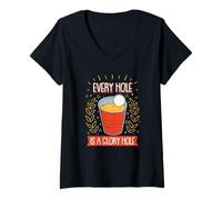 Damen Beer-Pong Every Hole is A Glory Hole Trinkspiel Bier T-Shirt mit V-Ausschnitt