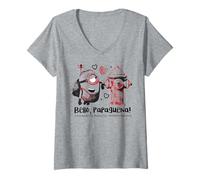 Damen Bello Papaguena Minions Love Hearts Ich Einfach Unverbesserlich T-Shirt mit V-Ausschnitt