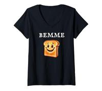 Damen Bemme - Sachsen. Sächsische Brotscheibe, Lustig T-Shirt mit V-Ausschnitt