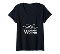Damen Bergsteiger Wander Woman Wandern Frauen Bergsteigen Spruch T-Shirt mit V-Ausschnitt
