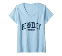 Damen Berkeley California CA College University Style Marineblau T-Shirt mit V-Ausschnitt