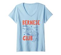 Damen Bernese Mom Club Bernese Mountain Dog Owner Mothers Day T-Shirt mit V-Ausschnitt
