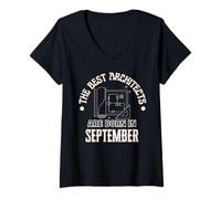 Damen Best Architects Are Born In September Geburtstagsgeschenk T-Shirt mit V-Ausschnitt