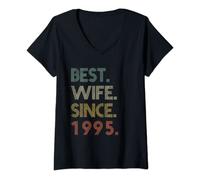 Damen Best Wife Since 1995 Epic Matching 25th Wedding Anniversary T-Shirt mit V-Ausschnitt